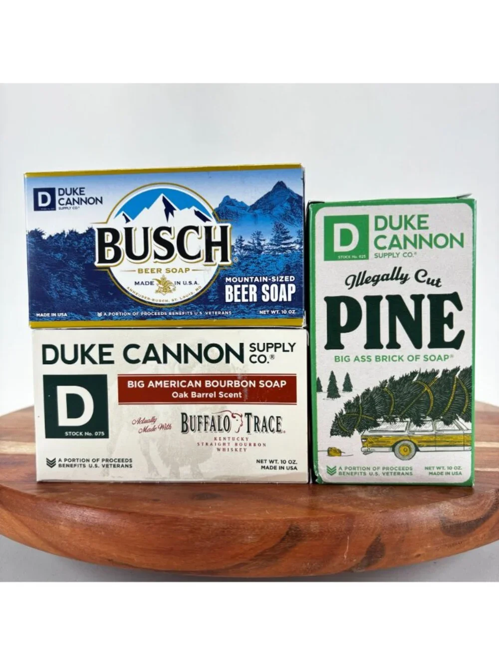 Duke Cannon Big Soap Trio: Busch Beer Buffalo Trace Bourbon & Pine 10 Oz Each